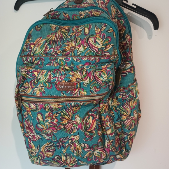 Sakroots Vibrant Teal and Multicolor Backpack - Picture 1 of 4